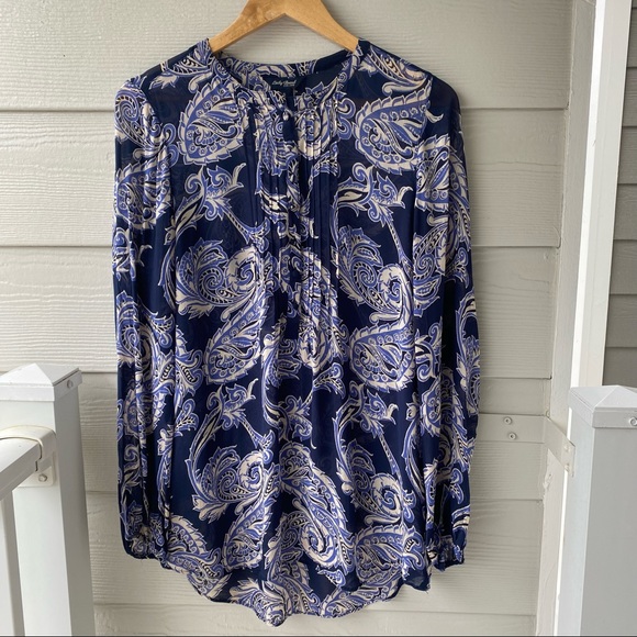 Lucky Brand Tops - LUCKY BRAND Blue Paisley Sheer Long Sleeved Blouse